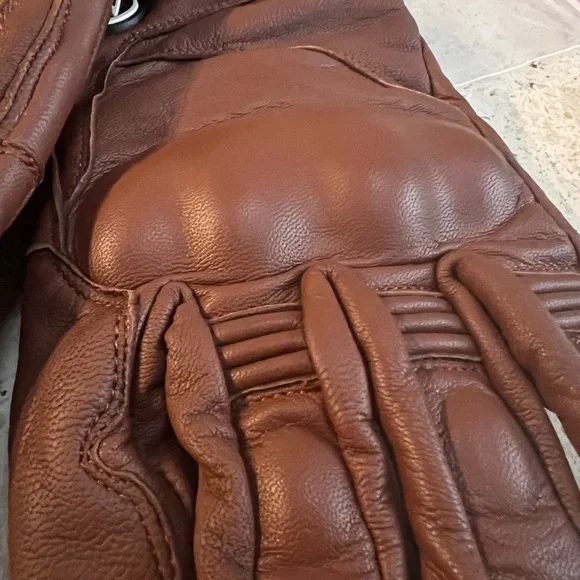 Zeebro BP–01 Leather Shield Brown Protective Motorcycle Gloves Men’s Medium - Picture 6 of 7